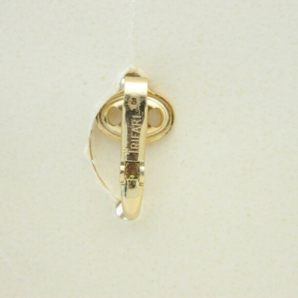 CROWN TRIFARI Gold Tone White Enamel Rhinestone - Picture 4 of 4